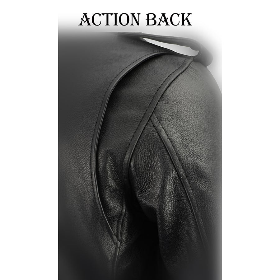 Leather Jacket (LKM1711) - Men’s Police Style with Gun Pockets