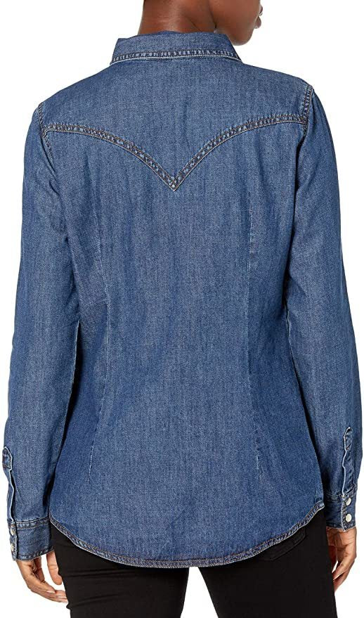 Top Women's (LW7007D) - Wrangler® Western Fashion Top Dark Denim