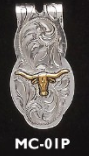 Money Clip DC (MC-01P) - Silver & Gold Longhorn