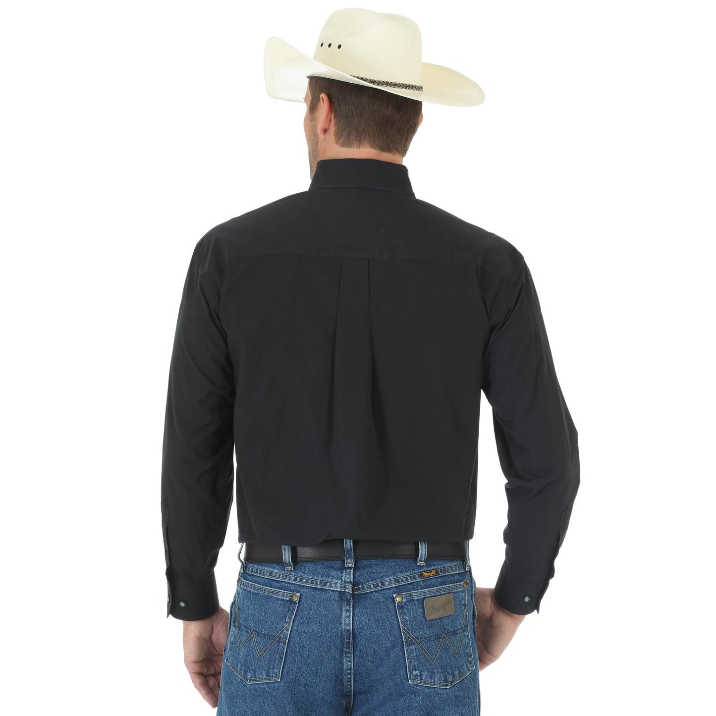Top Men's (MGS269X) - Wrangler® George Straight Collection Long Sleeve Button Up in Black