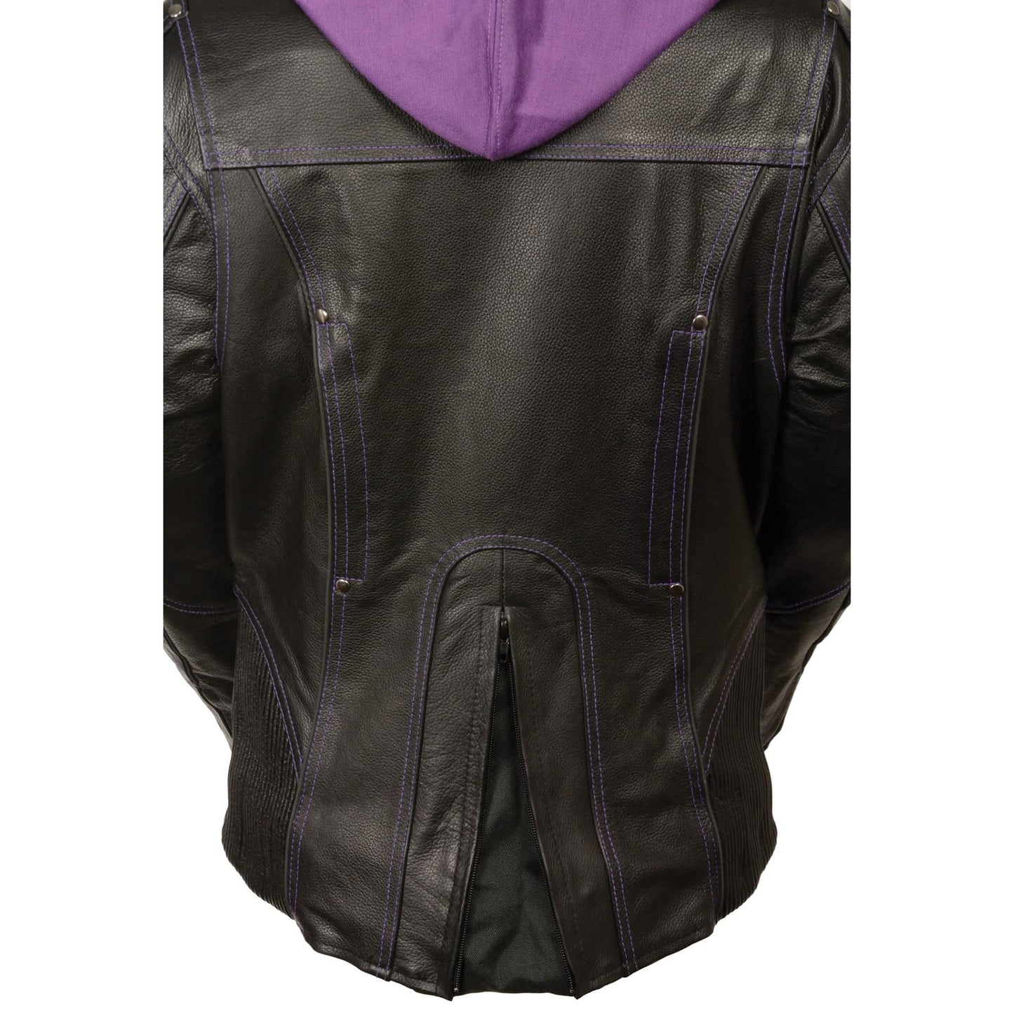 Leather Jacket (ML2067) - Women's 3/4 Length Jacket with Reflective Tribal