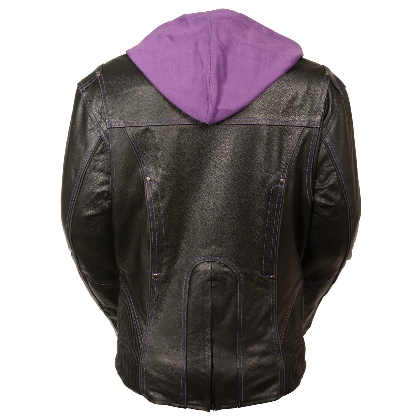 Leather Jacket (ML2067) - Women's 3/4 Length Jacket with Reflective Tribal