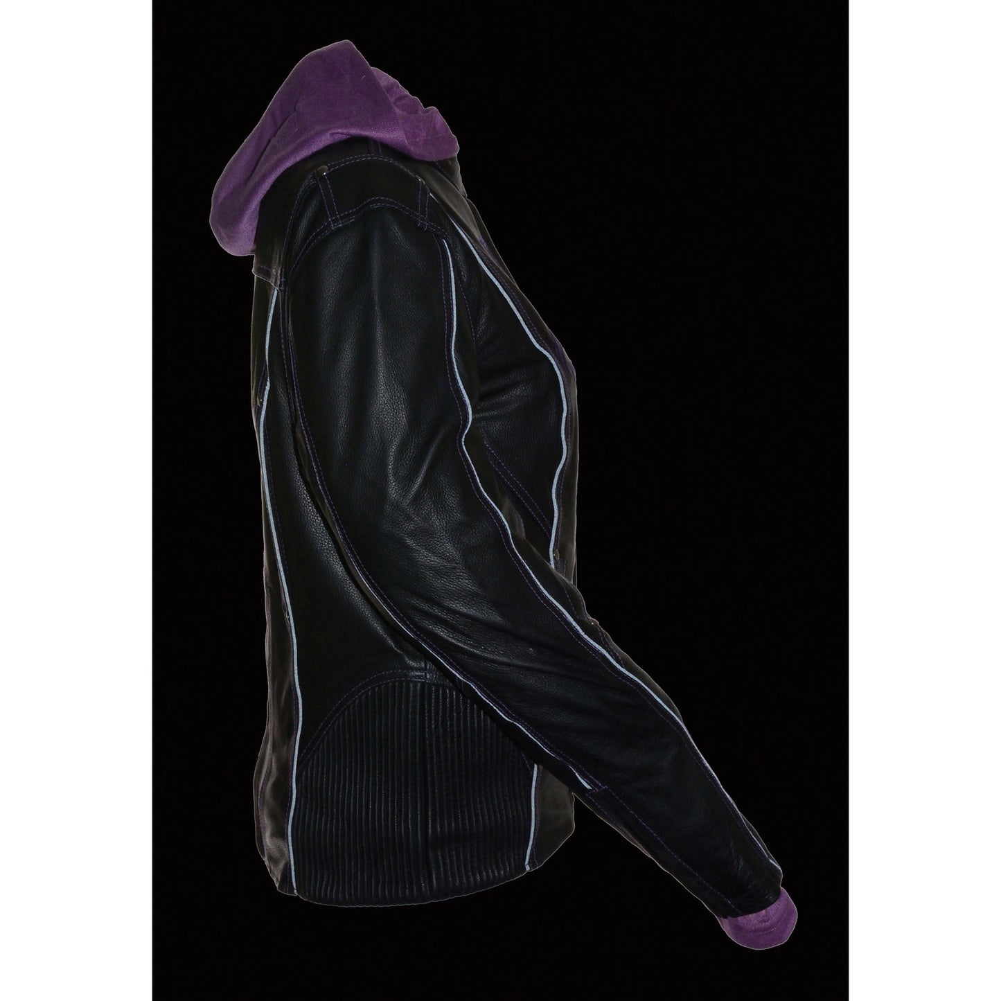 Leather Jacket (ML2067) - Women's 3/4 Length Jacket with Reflective Tribal