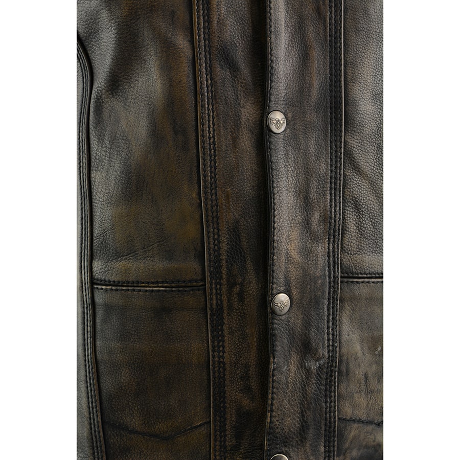 Leather Vest (MLM3540) - Men’s Brown Distressed 10 Pocket Vest