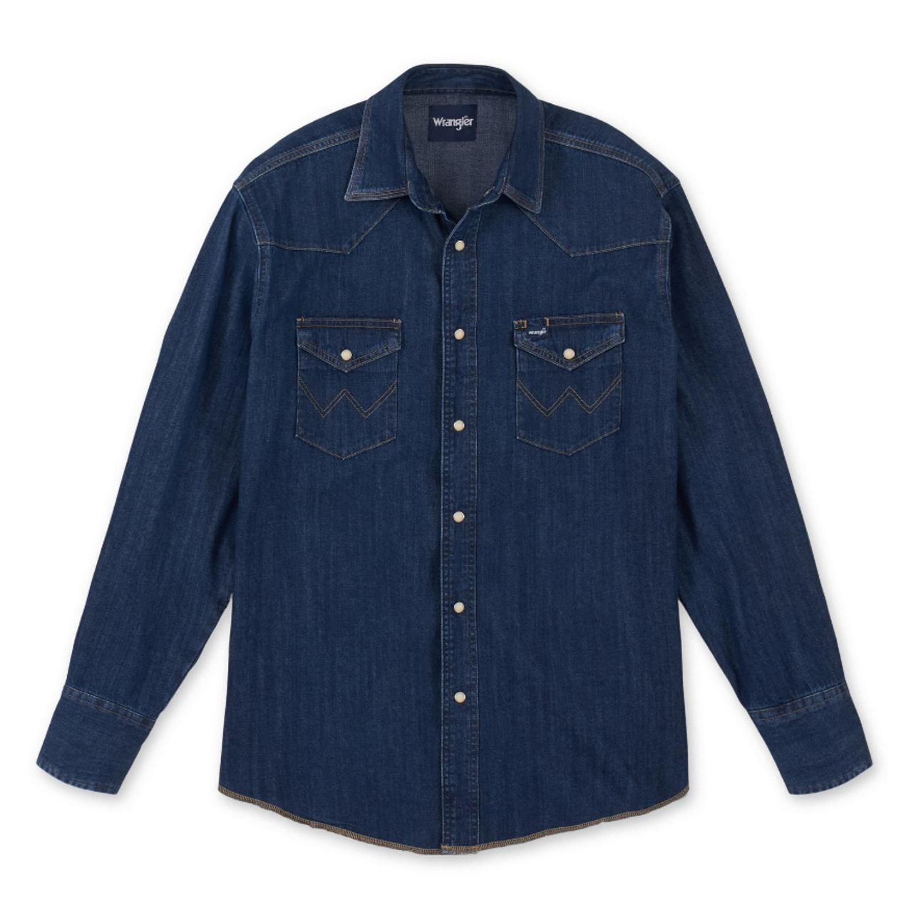 Top Men's (MS1041D) - Wrangler®  Wrangler® Men's Dark Denim Long Sleeve Shirt With Pearl Snaps