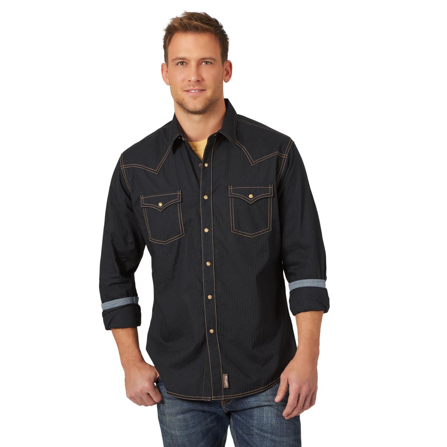 Top Men's (MVR532X) - Wrangler® Retro Premium Long Sleeve in Black