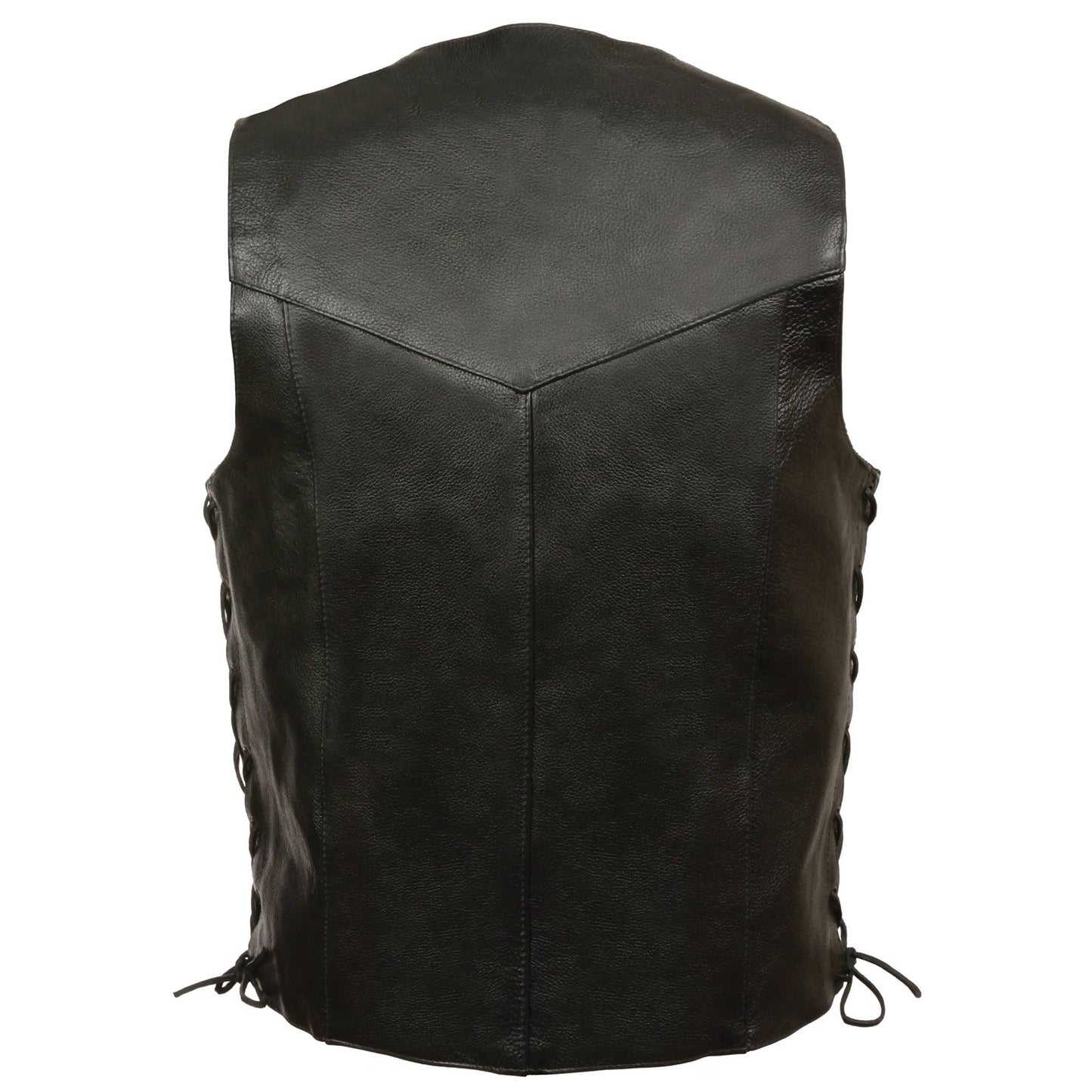 Leather Vest (SH1315) - Men’s Classic Side Lace Biker Vest