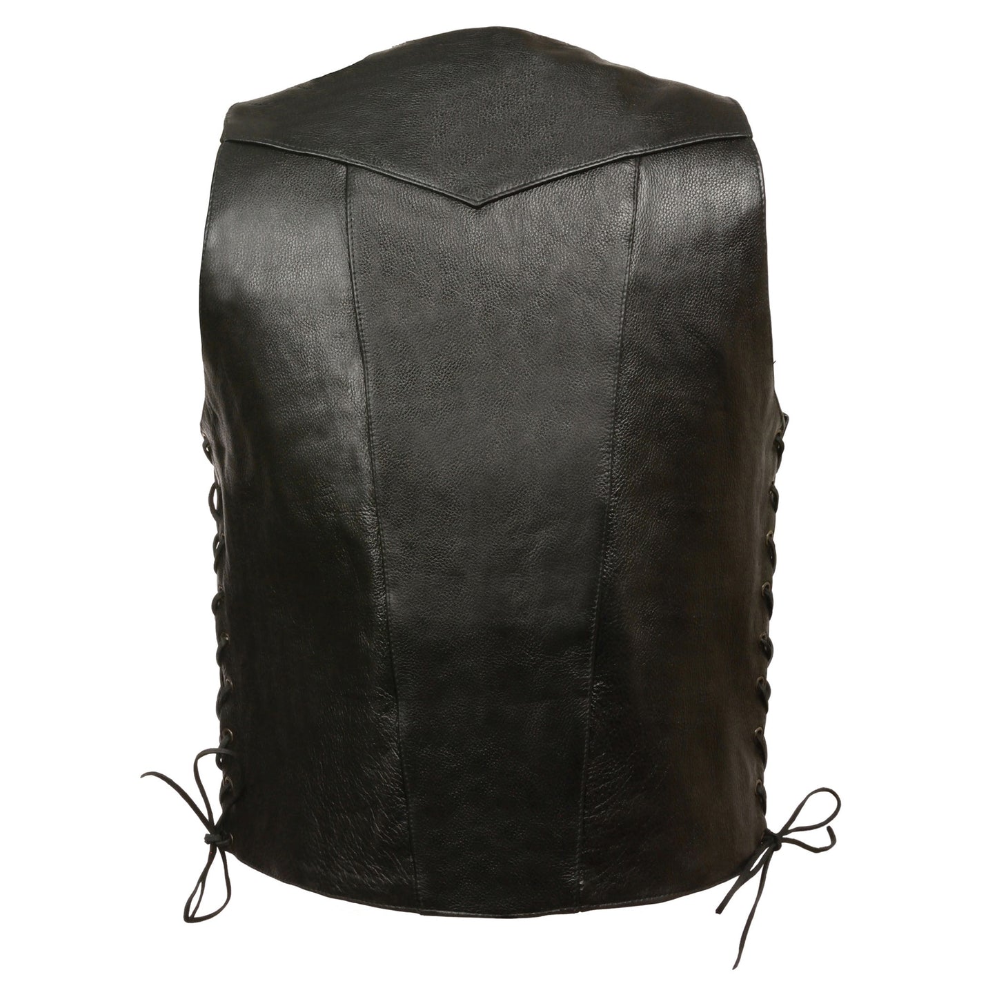 Leather Vest (SH1391) - Men’s 10 Pocket Side Lace Vest