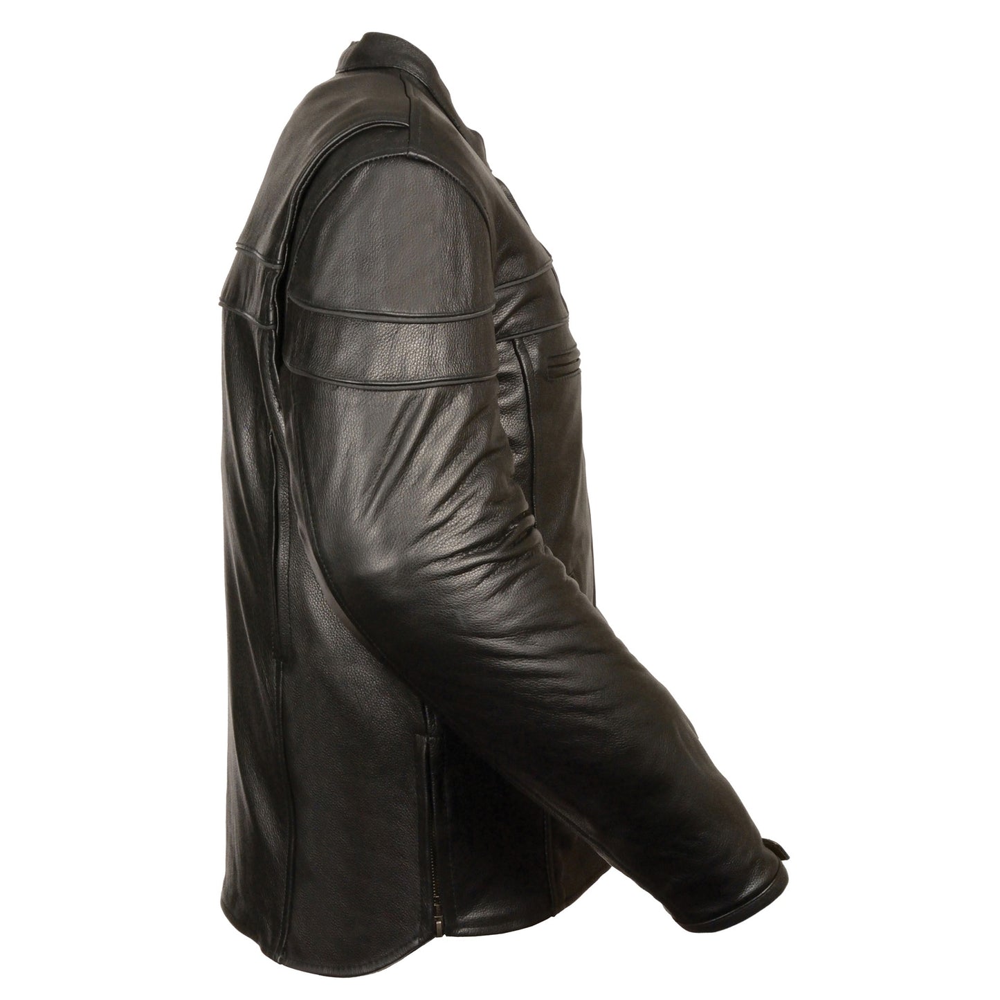 Leather Jacket (SH1408) - Men’s Sporty Scooter Crossover Jacket