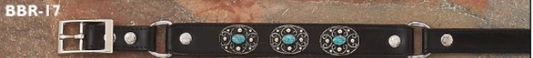 Boot Strap (BBR-17) - Black Leather with Turquoise Stone