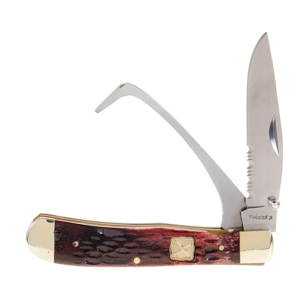 Knife (XK4010) - Twisted X® Knife with Serrated Blade & Hoof Pick