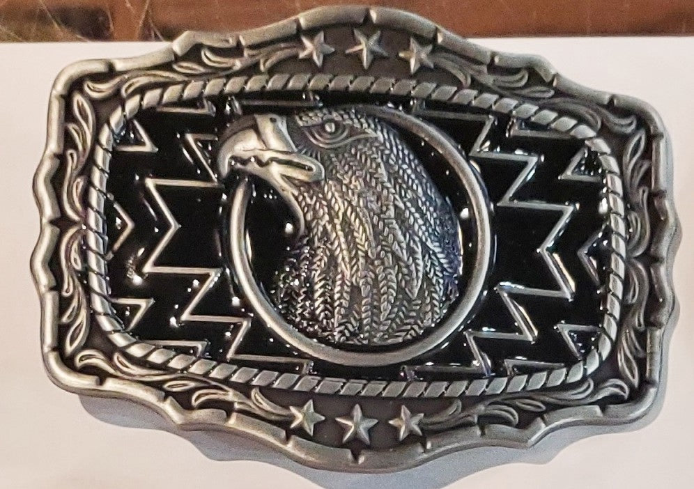Buckle (10284) - American Eagle Black Enamel Rectangle 3.75''