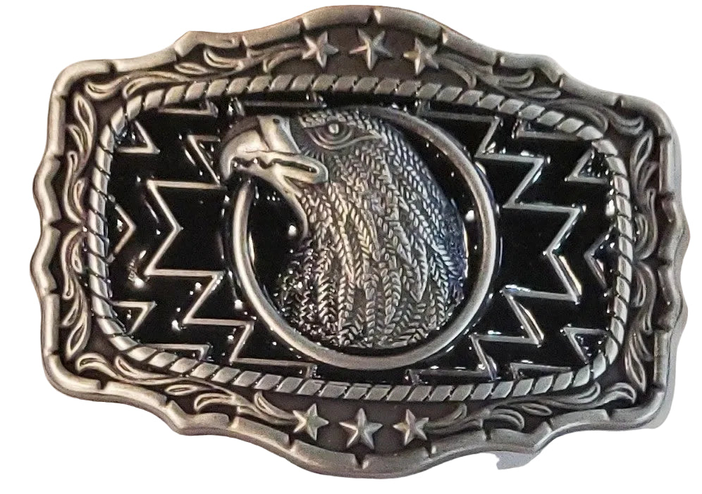 Buckle (10284) - American Eagle Black Enamel Rectangle 3.75''