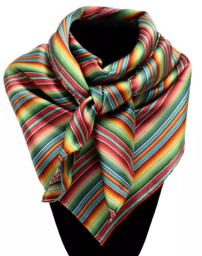 Scarf SO (0907997) - 100% Silk Wild Rag Neck Scarf, Multi Striped
