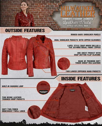 Leather Jacket (SFL2845) - Women's Motorcycle Jacket