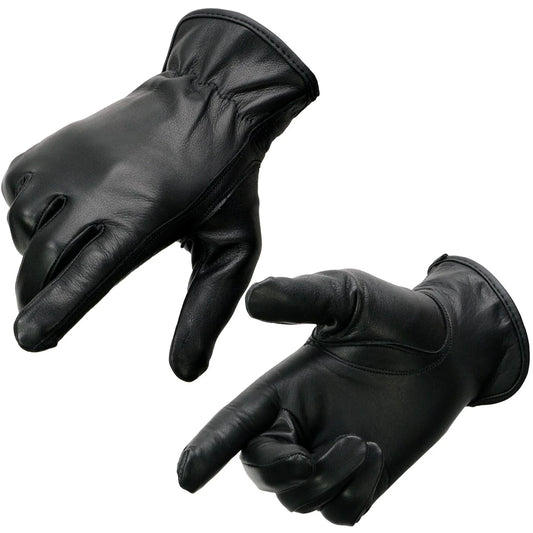 Gloves (SH886) Women's Milwaukee Deerskin Black Leather Unlined Lightweight Motorcycle Rider Gloves