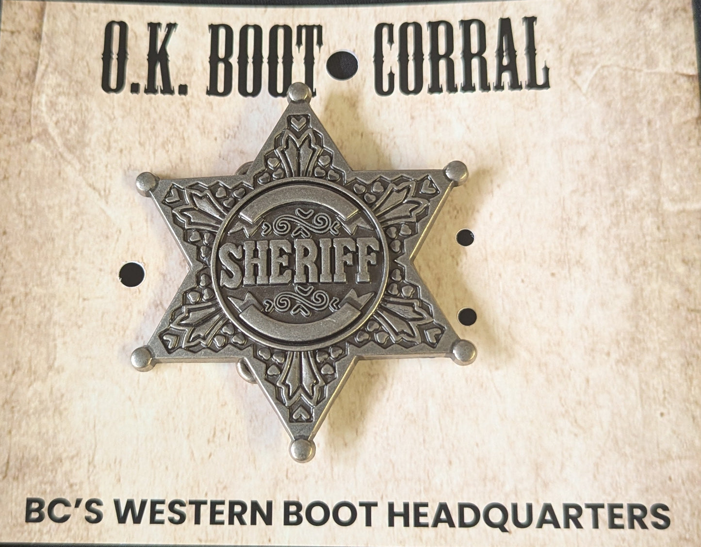 Buckle Kids (10930245) Western Cowboy Sheriff Star Buckle Embossed Retro - NEW