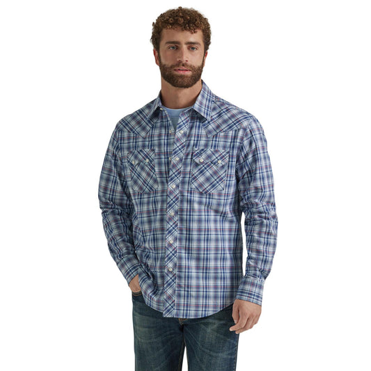 Top Men's SZN (112346237) - Wrangler Retro® Long Sleeve Shirt - Modern Fit - Blue
