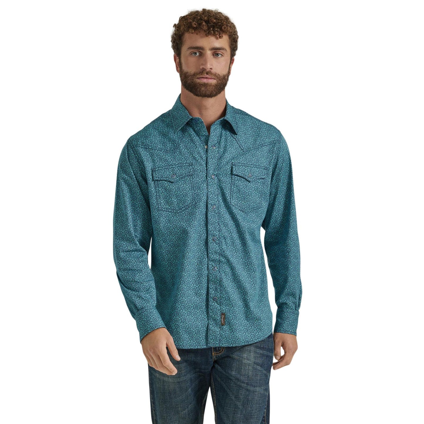 Top Men's SZN (112346625) - Wrangler Retro® Premium Long Sleeve Shirt - Modern Fit - Blue