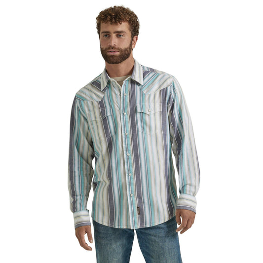 Top Men's SZN (112346626) - Wrangler Retro® Premium Long Sleeve Shirt - Modern Fit - Blue