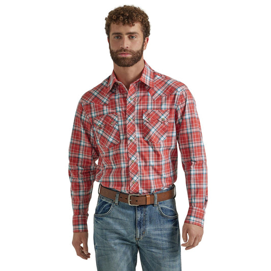 Top Men's SZN (112347307) - Wrangler Retro® Long Sleeve Shirt - Modern Fit - Red