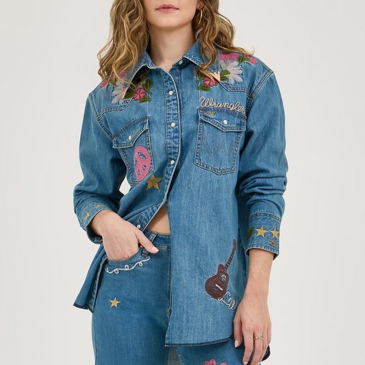 Top Women's SZN-2026 (2375521) - Wrangler® X Lainey Wilson Embroidered Denim Shirt