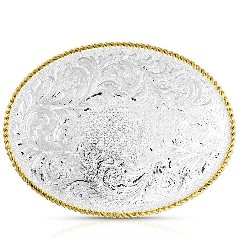 Buckle (1255) – Montana Silversmiths Classic Western Custom Two-Tone Oval Buckle