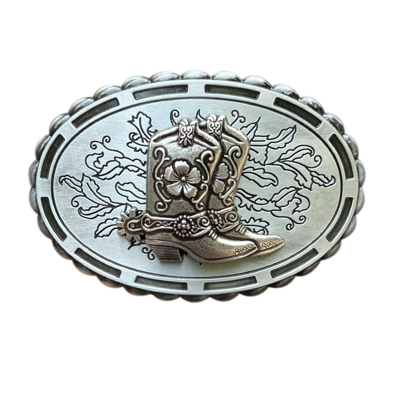 Buckle (1580126 - 27) - Belt Buckle Cowboy Boots Floral Engraved - NEW