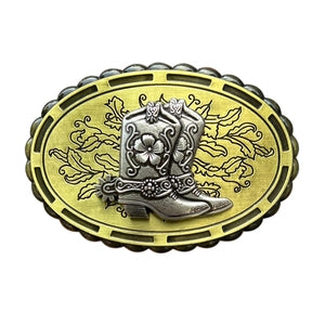 Buckle (1580126 - 27) - Belt Buckle Cowboy Boots Floral Engraved - NEW