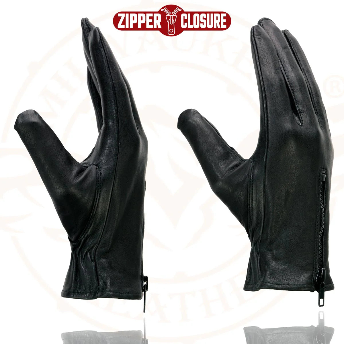 Gloves (SH226D) Men’s Milwaukee Leather Black Thermal Lined Leather Motorcycle Hand Gloves W/ Wrist Zipper Closure (Copy)