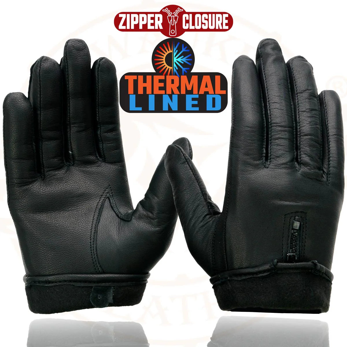 Gloves (SH728 ) Women's Milwaukee Leather Black Leather Thermal Lined Motorcycle Gloves