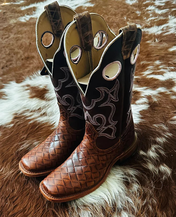 Boot Women's DISCONTINUED (2929) - Boulet Boot-Big Woven Cognac 12"