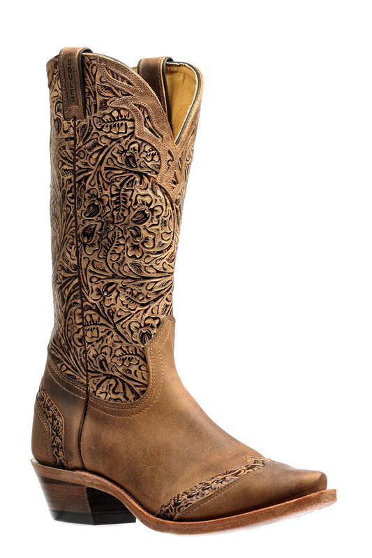 Boot Women's (2960) - Boulet 13" Snip toe Cowboy heel Leather sole, Hillbilly Golden Safari Western Tool Cognac