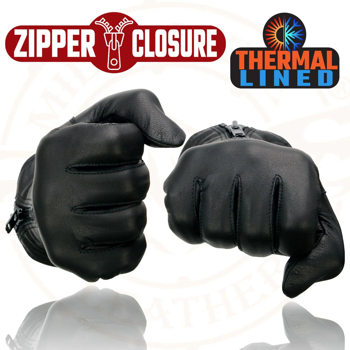 Gloves (SH728 ) Women's Milwaukee Leather Black Leather Thermal Lined Motorcycle Gloves