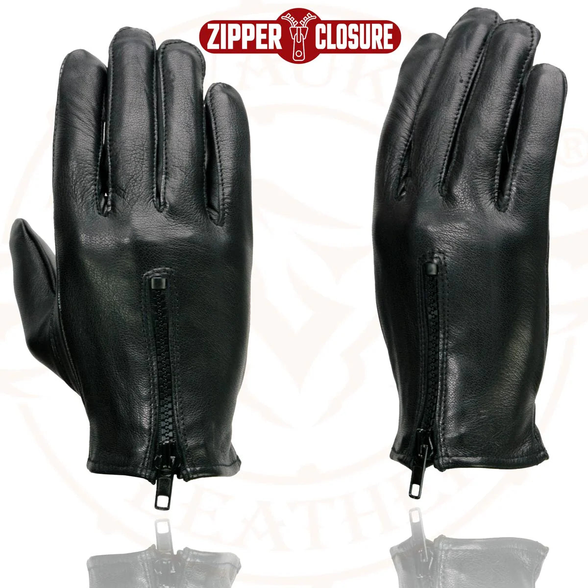 Gloves (SH722 ) Women's Milwaukee Leather Black Unlined Leather Lightweight Motorcycle Hand Gloves W/ Wrist Zipper Closure