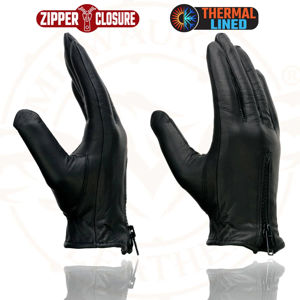Gloves (SH728 ) Women's Milwaukee Leather Black Leather Thermal Lined Motorcycle Gloves