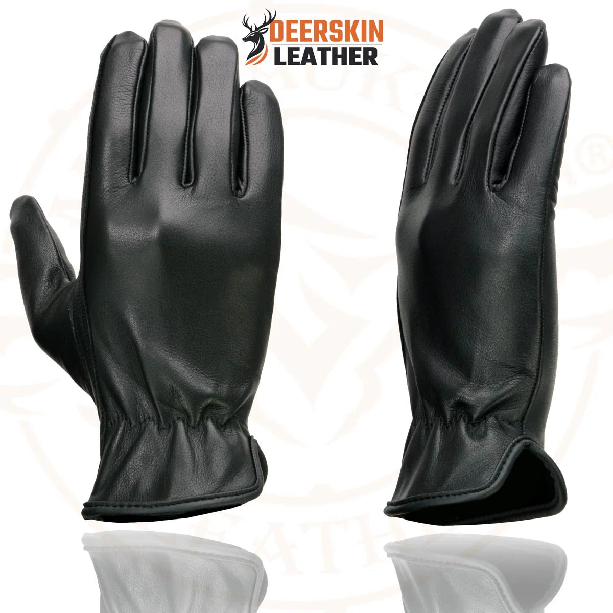 Gloves (SH886) Women's Milwaukee Deerskin Black Leather Unlined Lightweight Motorcycle Rider Gloves