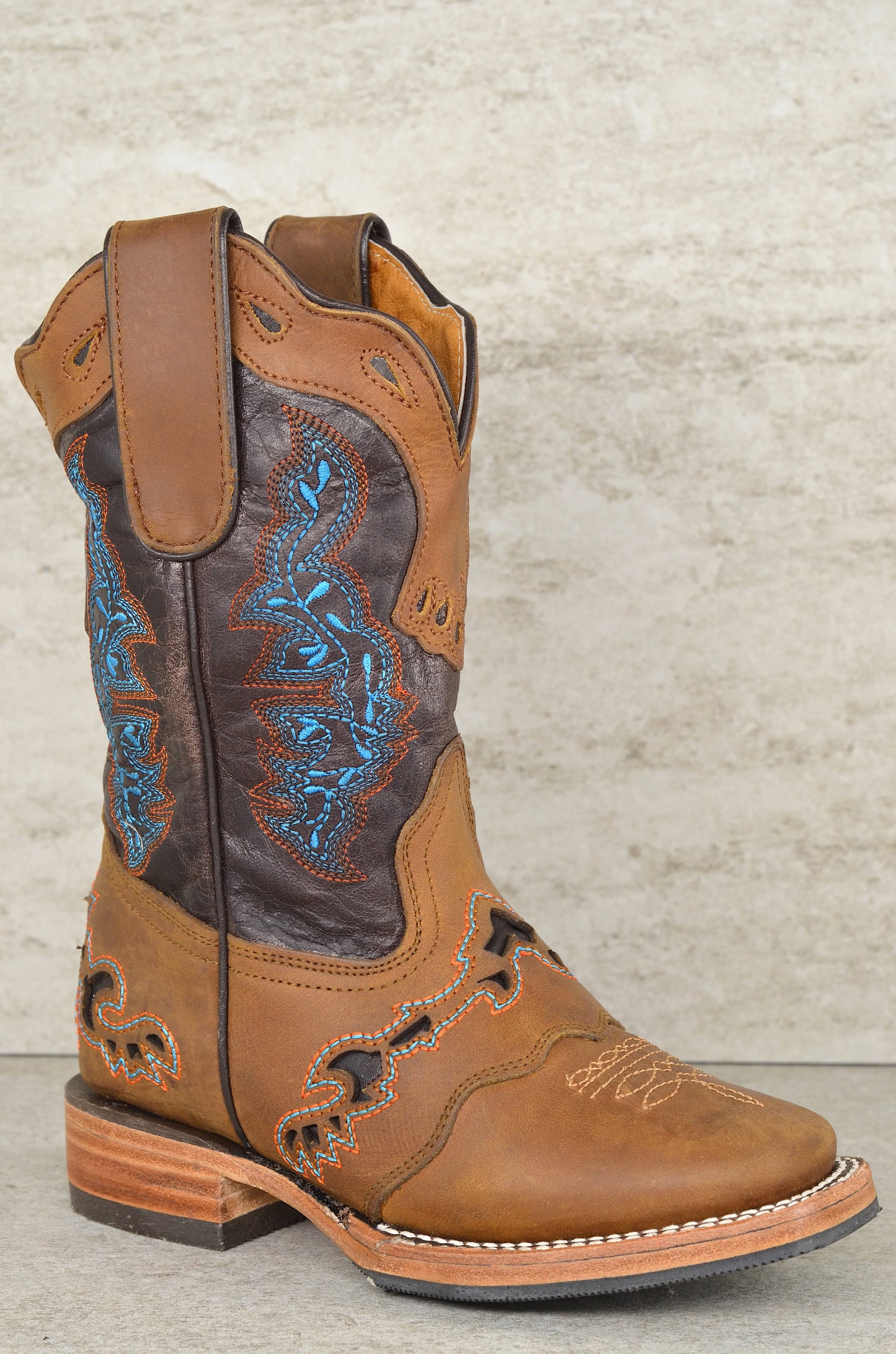Boot Kids (3204) - Kid's Rodeo Boots - Brown/Turquoise NEW