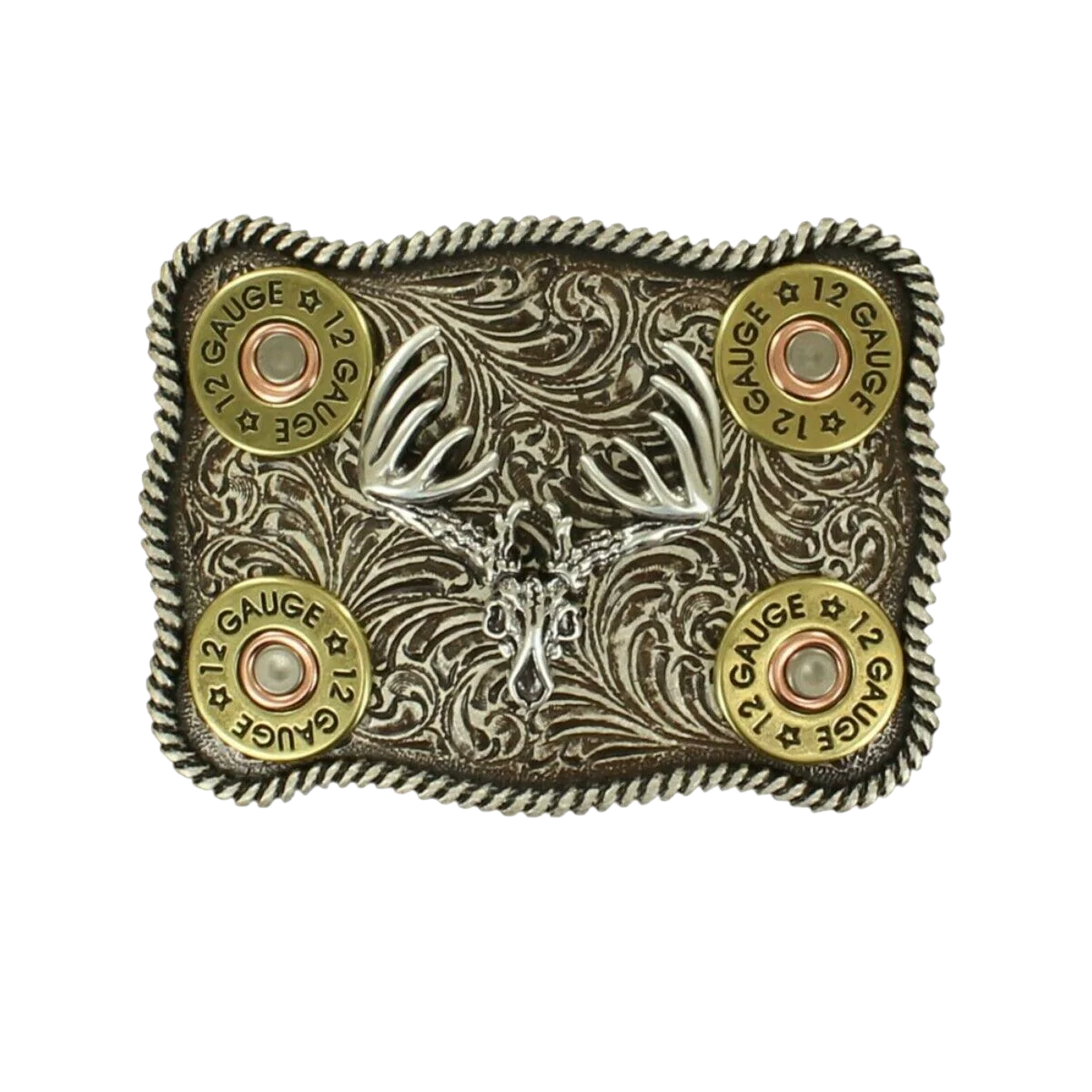 Buckle (37526) - Nocona Silver Buck Skull & Shotgun Shell Belt Buckle