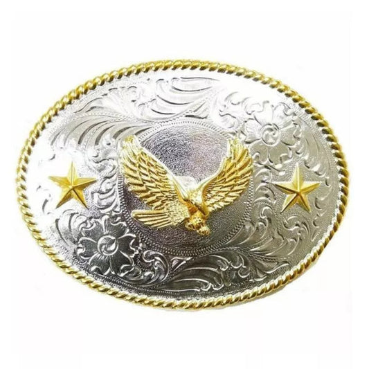 Buckle (3757017) - Nocona Oval Silver/Gold Eagle and Stars Belt Buckle