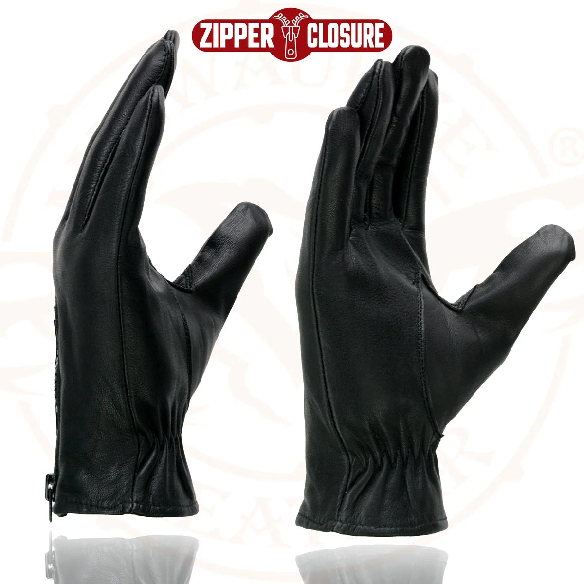 Gloves (SH226D) Men’s Milwaukee Leather Black Thermal Lined Leather Motorcycle Hand Gloves W/ Wrist Zipper Closure (Copy)