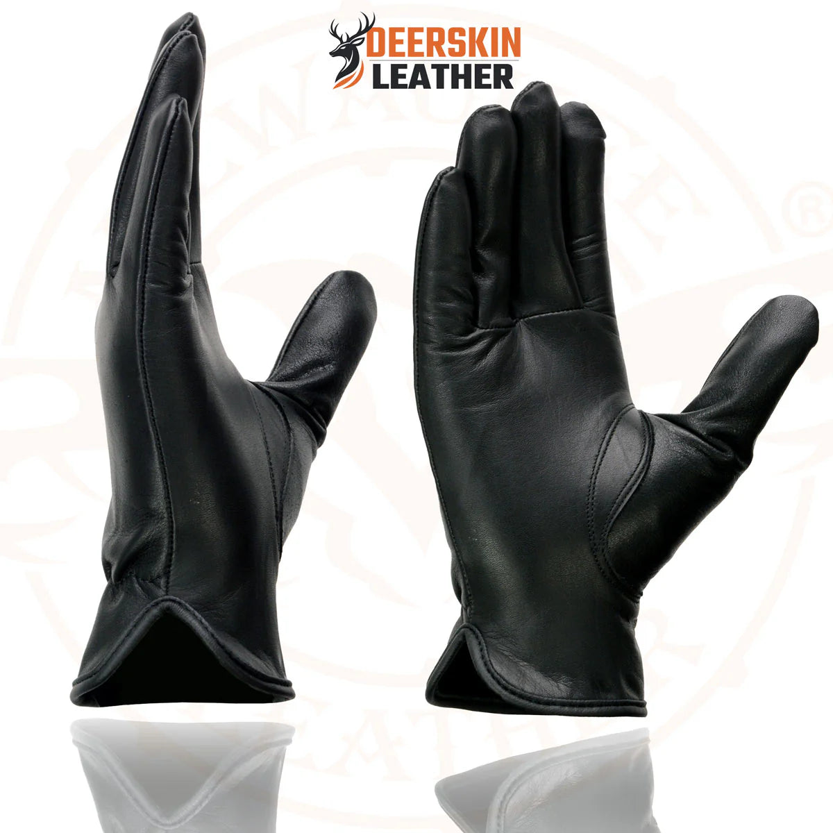 Gloves (SH886) Women's Milwaukee Deerskin Black Leather Unlined Lightweight Motorcycle Rider Gloves