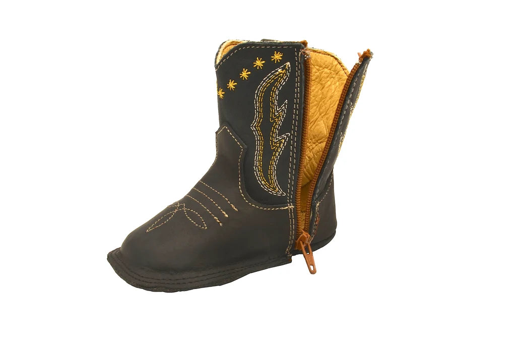 Boot Kids (0411) - Infant Lil' Cowpoke Boots -100% Cowhide Leather - Black