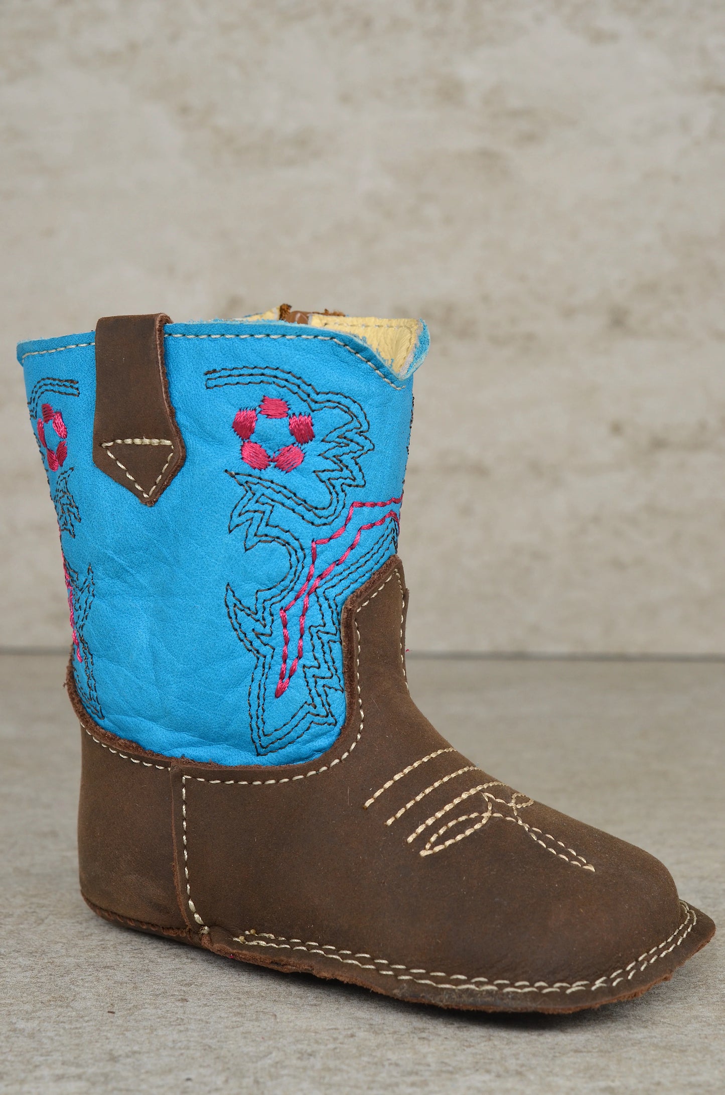 Boot Kids (0415) - Infant Lil' Cowpoke Boots -100% Cowhide Leather - Turquoise/Brown