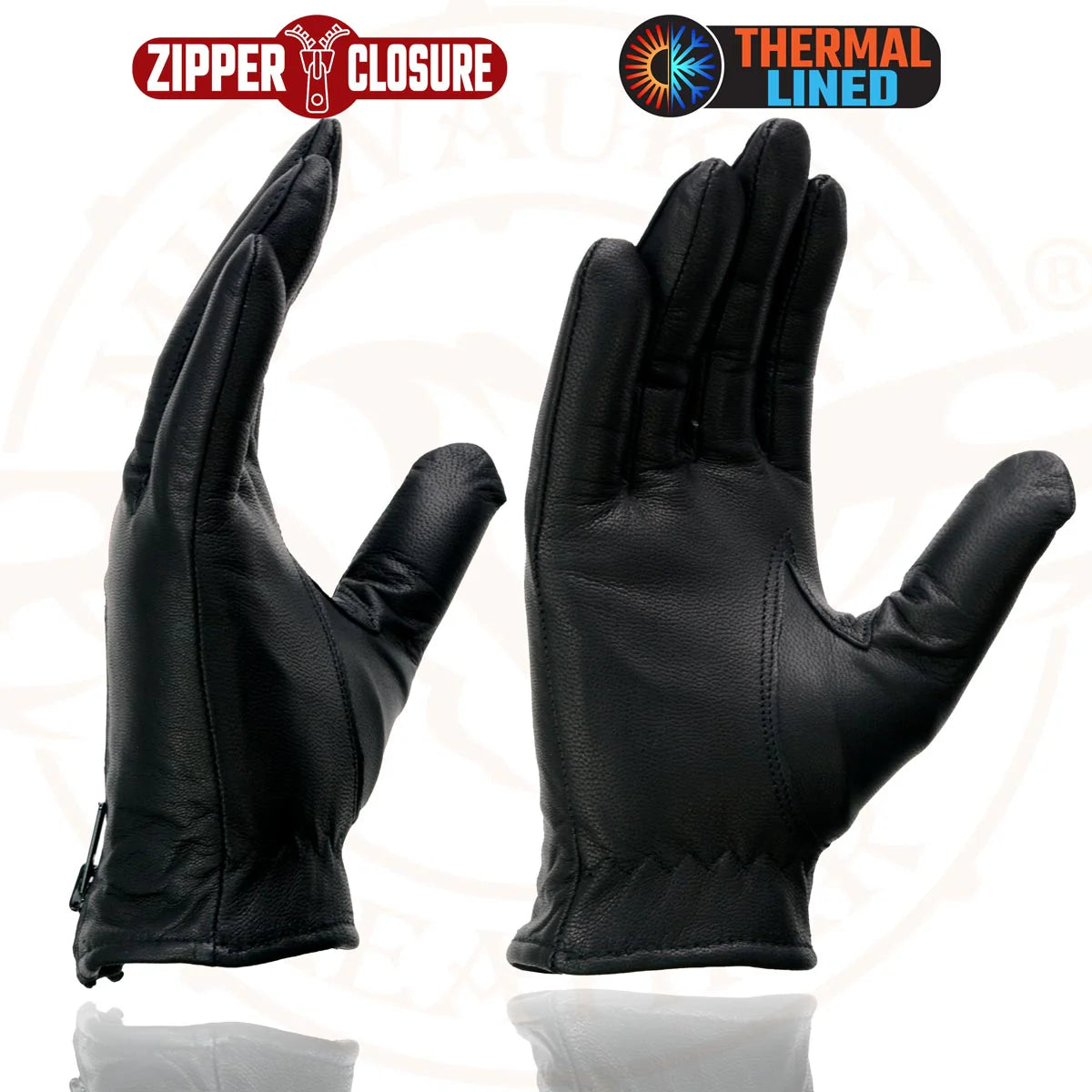 Gloves (SH728 ) Women's Milwaukee Leather Black Leather Thermal Lined Motorcycle Gloves
