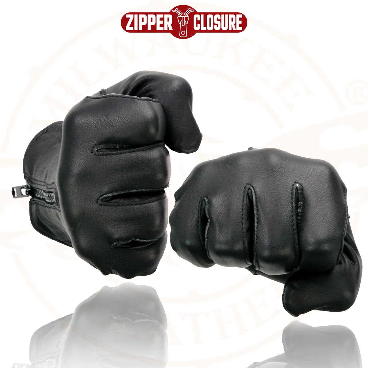 Gloves (SH226D) Men’s Milwaukee Leather Black Thermal Lined Leather Motorcycle Hand Gloves W/ Wrist Zipper Closure (Copy)