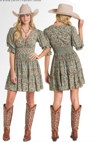 Dress Women's SZN-2026 (BWD1RO 6957) - Rock & Roll Mixed Print Dress