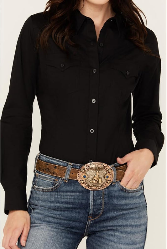 Top Women's (112358012) - Wrangler Retro® Long Sleeve Solid Shirt-Black