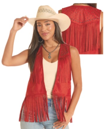 Vest Women's SZN-2026 (BW98CO 8787) - Rock & Roll Microsuede Vest with Fringe