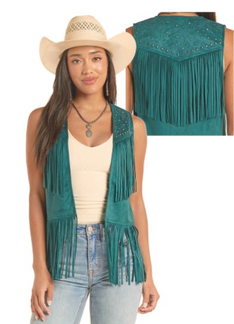 Vest Women's SZN-2026 (BW98CO 8787) - Rock & Roll Microsuede Vest with Fringe